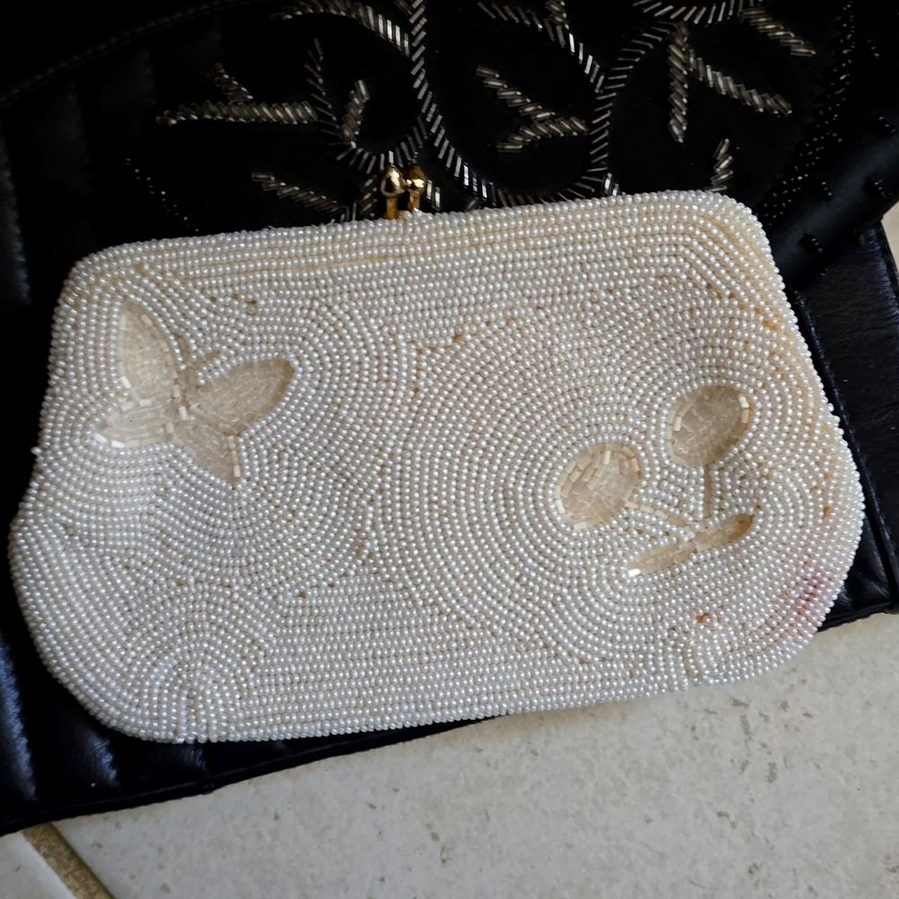 White microbead handbag